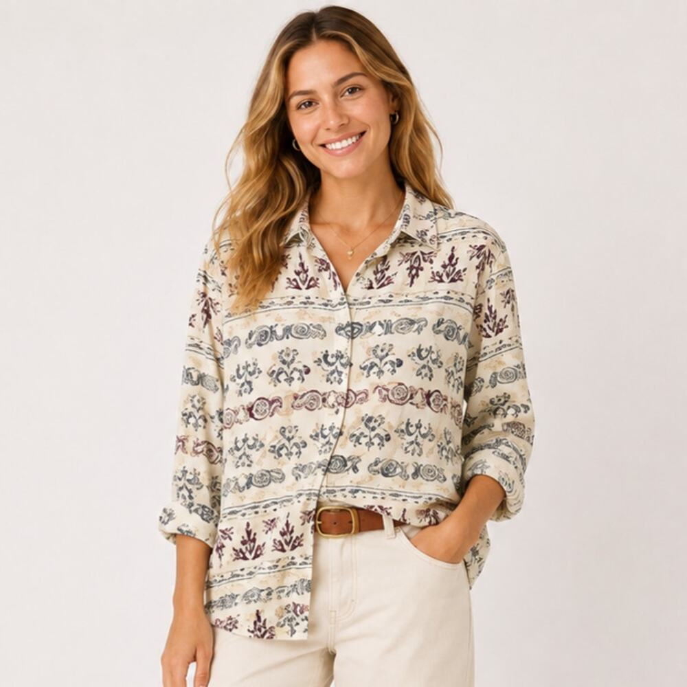 Woolrich Button-Up Flannel Top Women's Sz S Southwestern Outdoor Casual Vintage